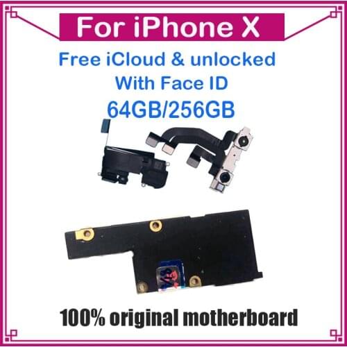 With Face ID Motherboard For iPhone X Original Unlock Mainboard 64GB 256GB without iCloud For iPhone X Mobile phone Logic Board