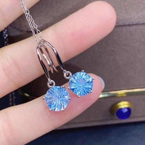 The Best engagement Gift Natural And Real Topaz Earring 925 sterling silver Fine jewelry Topaz Earring