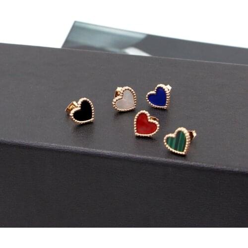 YUN RUO Lovely Heart Stud Earring For Woman Rose Gold Color Pure Stainless Steel Jewelry Girl Gift Party Not Fade Free Shipping