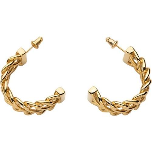 SRCOI Gold Color Hollow Twisted Hoop Earrings Simple Huggie Earrings Statement Round Earrings Circle Ear Accessories Minimalist