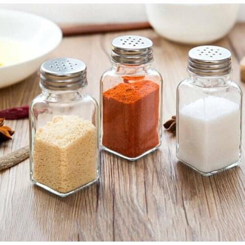 1PC Glass Cruet Condiment Bottles Seasoning Cans Pepper Salt Shaker Spice Jar Kitchen Cooking Tools