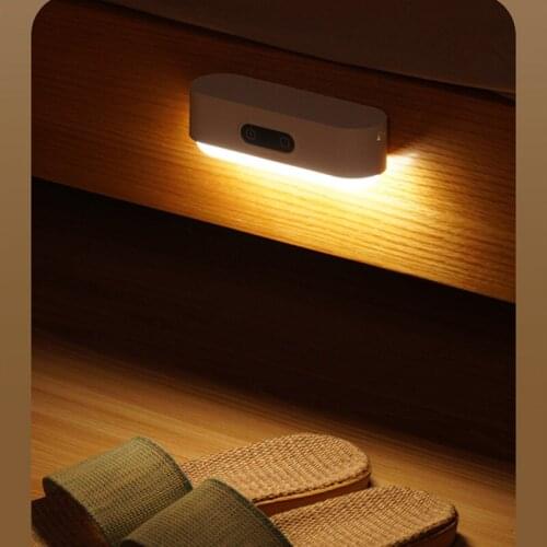 LED Night Light Bedside Lamp Motion Sensor LED Magnetic Lamp 3 Color Dimmable Cabinet Light USB Rechargeable Portable Lighting