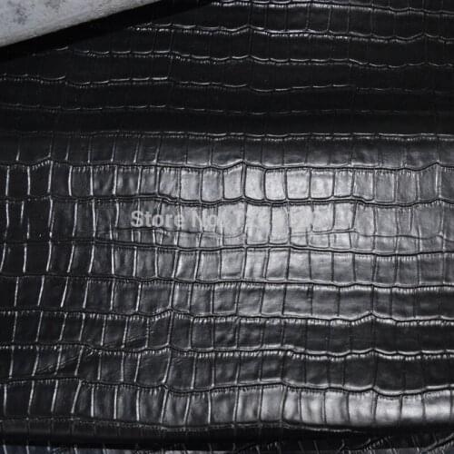 OEM Genuine Cow Leather Material Fabric with Black Crocodile Checks Patterns,1.0-1.3mm,Free Shipping