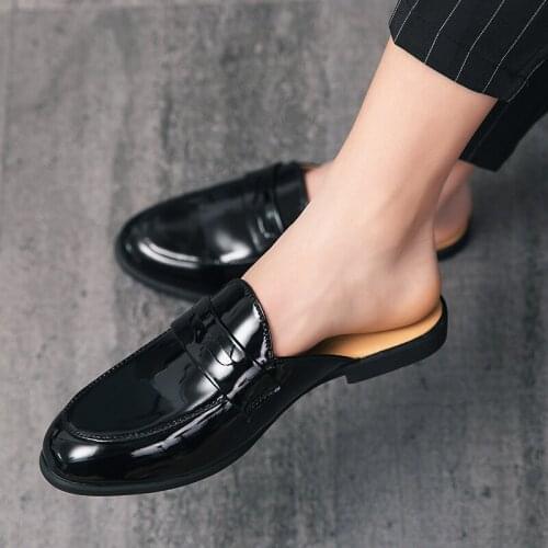 Summer Men Half Loafers Fashion Breathable Slippers Man Outdoor Lightweight Mules Cool Half Shoes for Man Leather Sandals