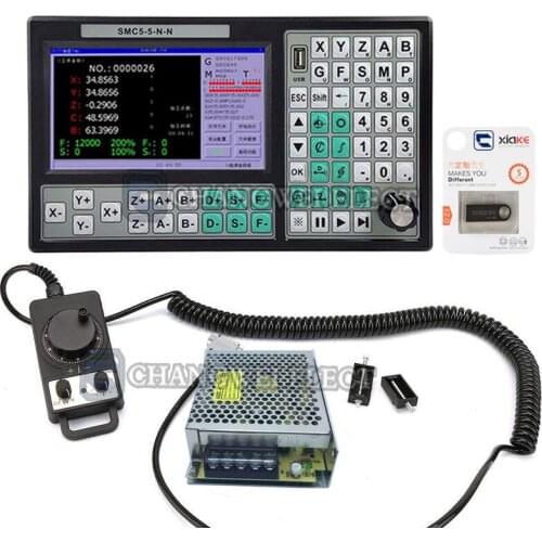 USB controller SMC5-5-N-N cnc 5-axis offline mach3 500khz g-code 7-inch large screen + electronic handwheel