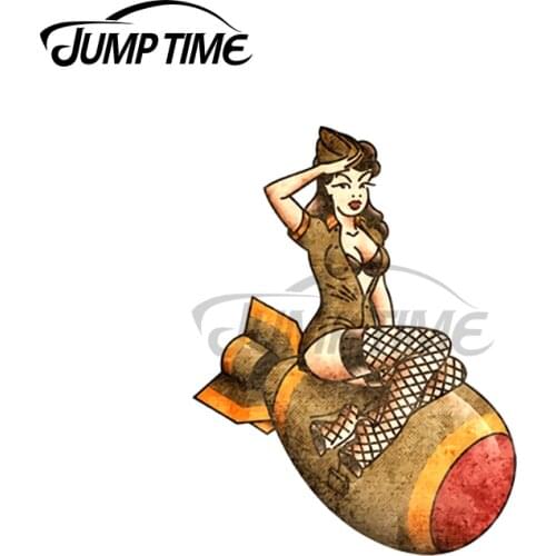 JumpTime 13 x5.5cm Patriotic Atomic Bomb Belle Pin up Girl Vintage Style Vinyl Car Stickers Decal Waterproof JDM Car Assessoires