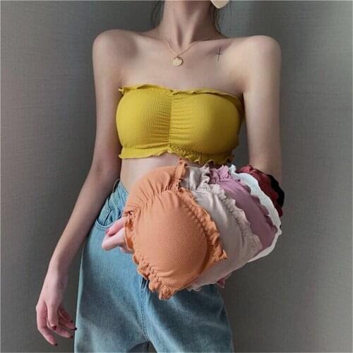 Women Hollow Camisole Sexy Crop Top Fitness Underwear Seamless Push Up Bra Round Bralette Sexy Lingerie Underwear