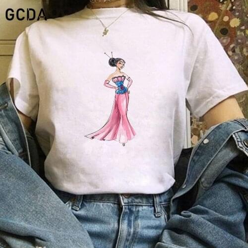 Mulan Aesthetic Harajuku T Shirt Women 90s Vintage Tshirt Fashion Disney Princess Top Tees Female Harajuku Ullzang Funny T-shirt