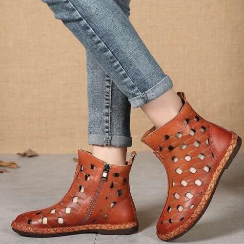 Vogue Roman Short Boots Women Shoes Autumn Round Toe PU Ankle Shoes for Women Moccasin Boots Rubber Flat Boots for Women Botas