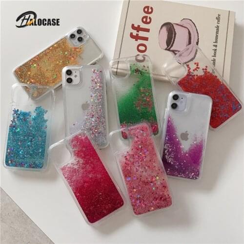 Liquid Quicksand Bling Glitter Phone Cases For iPhone 12 11 Pro Max XS MAX X XR 5 5S SE 6 6S 8 7 Plus Water Shine Silicon Cover