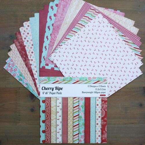 12sheets Cherry Ripe scrapbook paper origami paper DIY Card Making Handmade Home deco gift Background arts and crafts