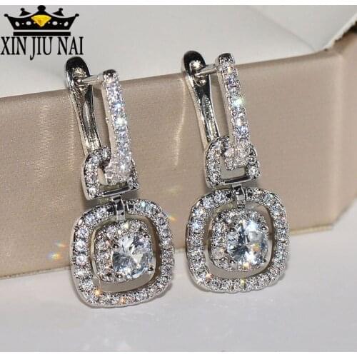 2019 hot sale 925 sterling silver Luxury group with luxury ladies shine zircon earrings earrings platinum earrings jewelry