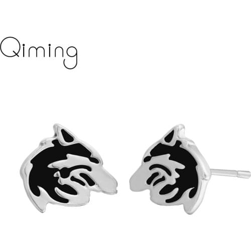 2020 Vintage Style Men Earrings Antique fashion Tiny Wolves Earrings Wolf Animal Women Punk Wolf Earring Woman Bijoux Boy Gift