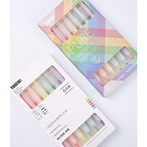 3/6Pcs/Set Double Head Color Art Pens Markers Pen Highlighter For Scrapbooking Bullet diary Graffiti Poster card Stationery