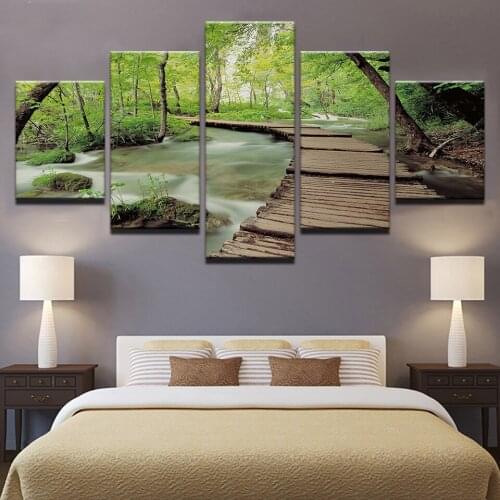 5 Pieces Forest Plank Road Paintings Modular Canvas HD Prints Posters Wall Art Pictures Home Decor No Framed