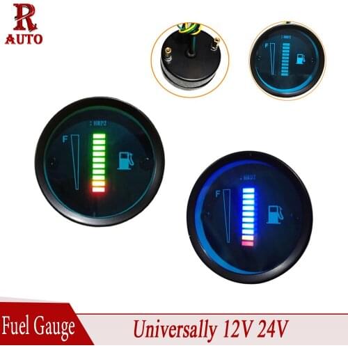 R-AUTO 1 Pcs Car Fuel Gauge 52MM *28MM 12V 24V Fuel Level Meter Gauge Fuel Level Sensor Automobile Universally Car Accessories