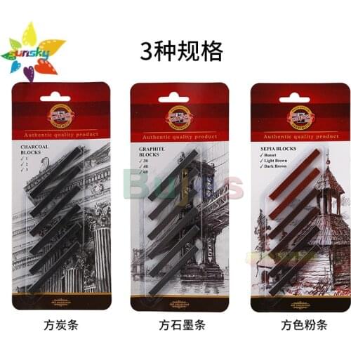 Czech KOH-I-NOOR 6 color charcoal blocks graphite blocks sepia blocks sketch blocks artist charcoal stick Graphite strip art set