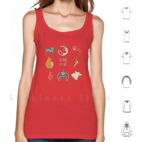 House Of Miyazaki tank tops vest 100% Cotton Totoro Miyazaki Mononoke Princess Mononoke Ponyo Porco Rosso Lannister Stark