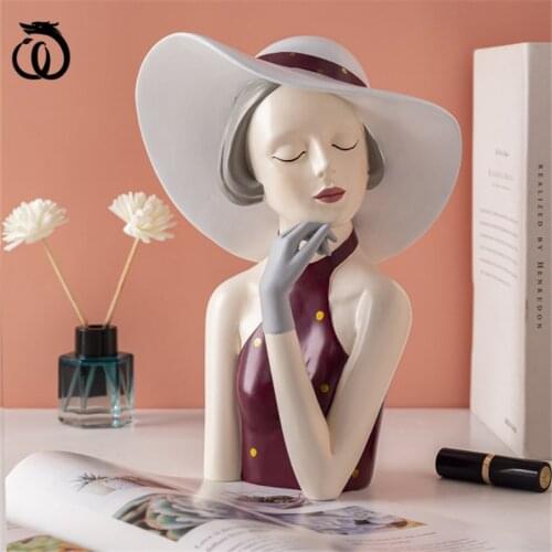 WU CHEN LONG Nordic Abstract Luxurious Modern Girl Art Sculpture Woman Figure Statue Figurine Resin Craft Home Decorations R5953