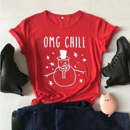 OMG Chill Fashion Korean Letter Women T-shirt Cotton Plus Size Female Clothing O Neck Shirt Streetwear Short Sleeve Girl Tees
