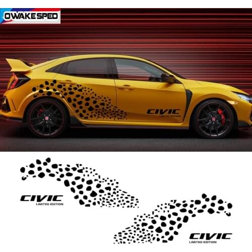 Racing Styling Sport Stripes Car Whole Body Door Side Sticker For Honda Civic Type R Hatchback Sedan Zebra Print Vinyl Decals