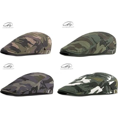 Mens Hat Summer Breathable Washed Cotton Camouflage Berets Adjustable Head Size Hip Hop Caps Male Bone Personality Tongue Cap