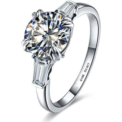 2 Ct White Gold 750 Brilliant Remarkable test positive Moissanite Women Anniversary Ring Promise Fine Jewerly