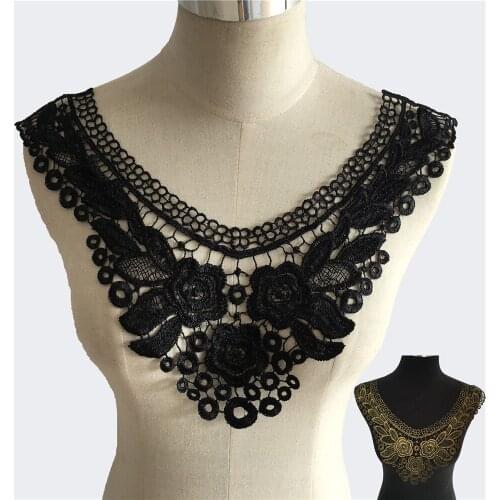 Polyester Lace Fabric Embroidery Applique Sewing Trims DIY Hollow out Lace Collar Venise Dress Needlework Accessories 1 pcs sale
