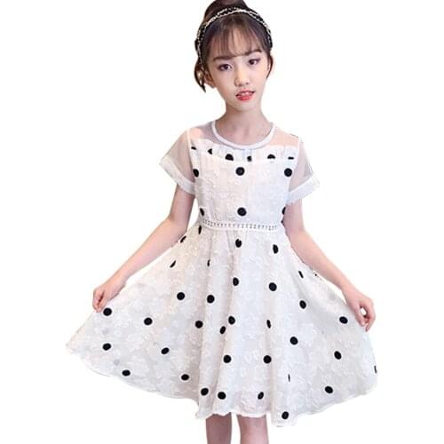 Girls Summer Dress Dot Pattern Dress For Girl Patchwork Children Dress Casual Style Kids Costume