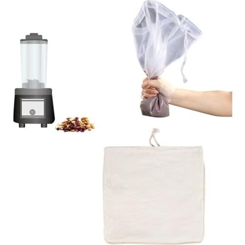 Hot Newest Multipurpose Portable Nut Milk Nylon Filter Bag Drawcord Design Reusable Food Filter Good Filtering Effect