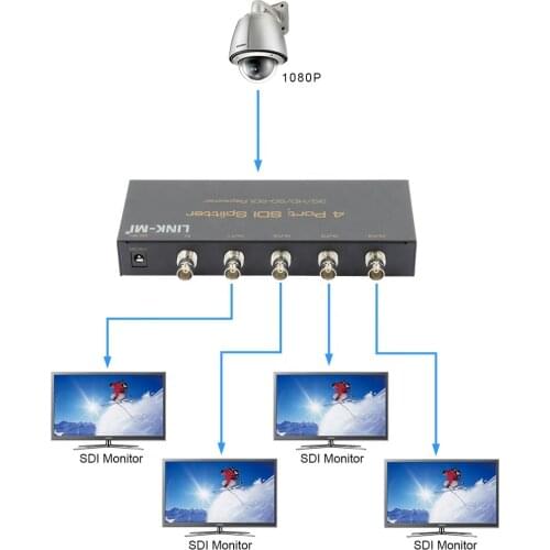 LINK-MI SDI Splitter 1x4 Multimedia Split SDI Extender Adapter Support 1080P TV Video For Projector Monitor Camera