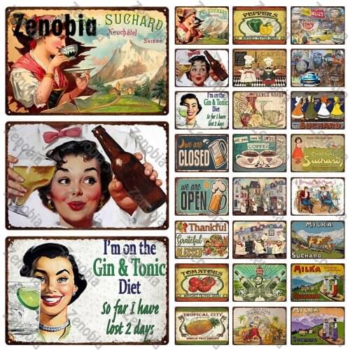 Coffee Metal Sign Vintage Beer Painting Plaque Metal Poster Tin Signs Organic Vegetables Wall Stickers Bar Pub Kitchen Decor