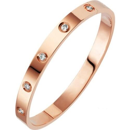 New Fashion Classic Rhinestone Cuff Bracelet for Women Delicate Lovers Bangles Female Luxury Simple Bangles Trendy Jewelry Gifts