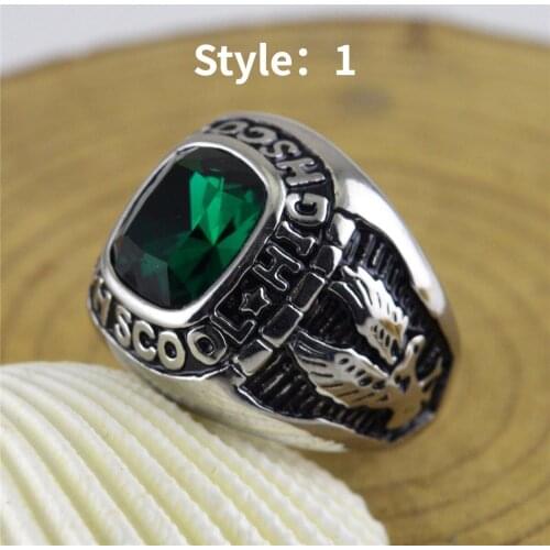 New Style Retro Carving Eagle Crystal Ring Personalized Punk Mens Titanium Steel Zircon Ring Trend Mens Cocktail Party Jewelry