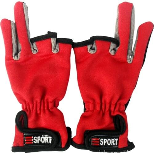 Professional Kite Nylon Kite Flying Protection Gloves 3 Finger Cut Red / Blue Gloves For Kite