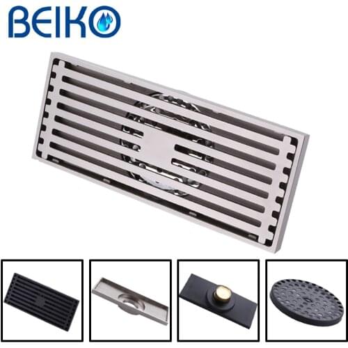 15x10 Modern Rectangle Pure Gray Black Invisible Shower Floor Drain For Balcony Brass Material Quick Drain Square Tile Insertion