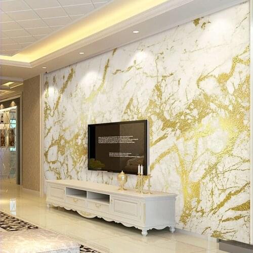 European Style Luxury Wallpaper 3D Golden Stripe White Marble Wallpaper Living Room TV Sofa Bedroom Background Wall Paper Fresco