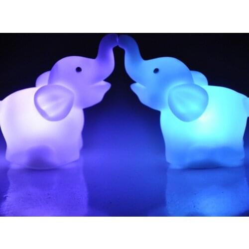 Lovely Elephant Shape Night Light 7 Color Changing Animal Led Lamp Plastic Party Wedding Decoration Great Gift For Kids