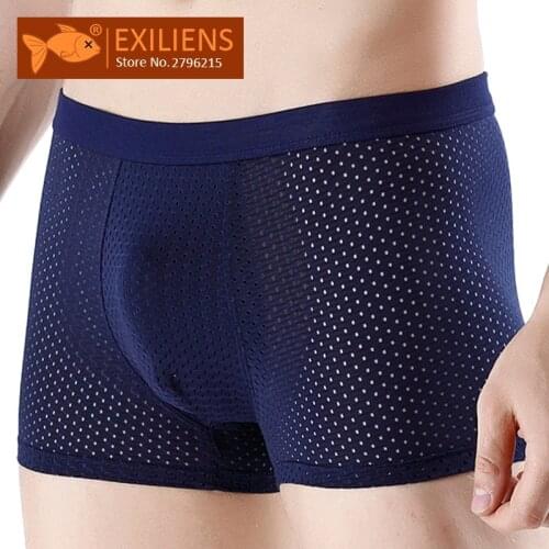 EXILIENS New Boxer Men Underwear Mens Boxers Sexy Mesh Without Traces Male Calzoncillo Cueca Masculina Boxershorts Size XL-4XL