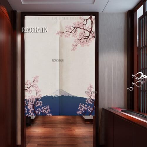Japanese Cherry Door Curtain Partition Curtain Kitchen Bedroom Half Curtain Noren Entrance Feng Shui Door Curtain