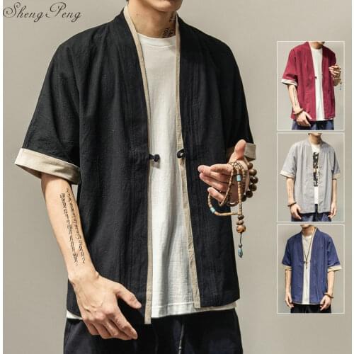 Japanese kimono cardigan men haori yukata male samurai costume clothing kimono jacket mens kimono shirt yukata haori Q686
