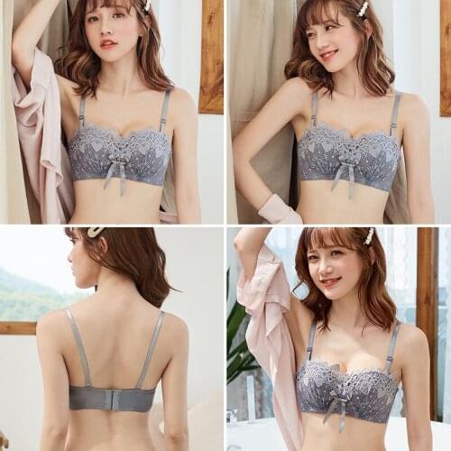 Sexy Woman Bra Rimless Brahma Hidden Heart Underwear Young Lady Bra Small Chest Tops Gathered Anti-sag Bra