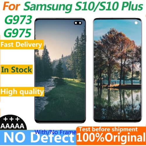 ORIGINAL SUPER AMOLED S10Plus LCD For SAMSUNG Galaxy S10+ S10 PLUS SM-G9750 G975F Display Touch Screen Digitizer Replacement+dot