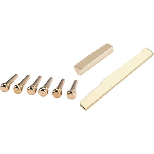 2021 Top Guitar Bridge Nut Saddle Set for 6 String Classical Guitar Golden Musical Stringed Instrument Guitar Parts Accessories