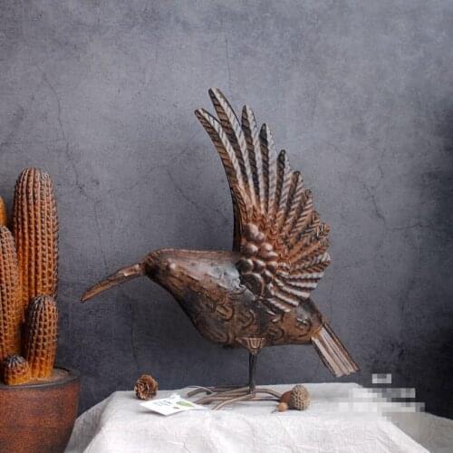 American country retro distressed wrought iron art spreading wings fly birds home garden courtyard decoration ornaments