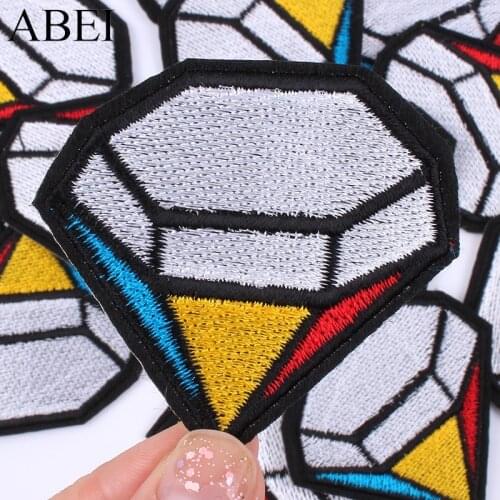 10pcs/lot DIY Diamond Patches Iron On Punk Rock Jeans Motif Badge Embroidered Clothing Stickers Garment Accessories Appliques