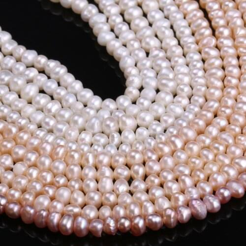 Natural Freshwater Cultured Pearls Beads Round 100% Natural Pearls for Jewelry Making Necklace Bracelet 13 Inches Size 3-4mm