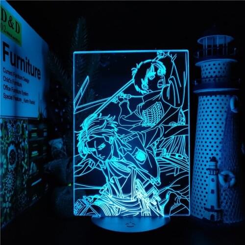 Anime Attack On Titans 3D Lamp Acrylic Led Night Light Eren Jaeger Levi Ackerman Figure Table Lamp Bedroom Decor Kids Manga Gift