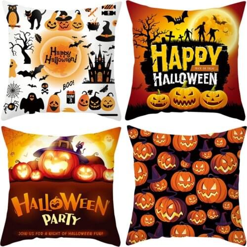 Halloween Decoration Pillow Case Pumpkin Ghost Print Pillow Cases Pillowcases Living Room Car Pillowcase Home Decoration 45*45CM