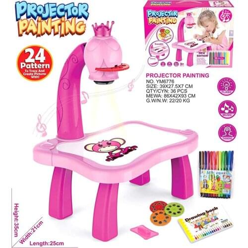 Child Painting Drawing Table Desk with Smart Projector Light Music KidsEarly Learning Projection Drawing Painting Toy Table